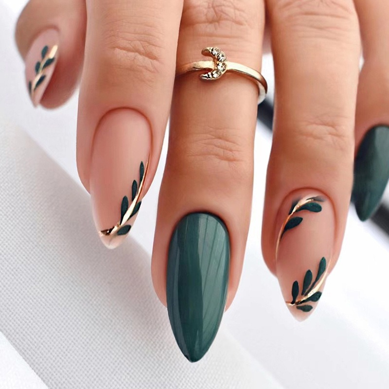 Nail Art Press On - 24 P/set Stampa di mandorle di