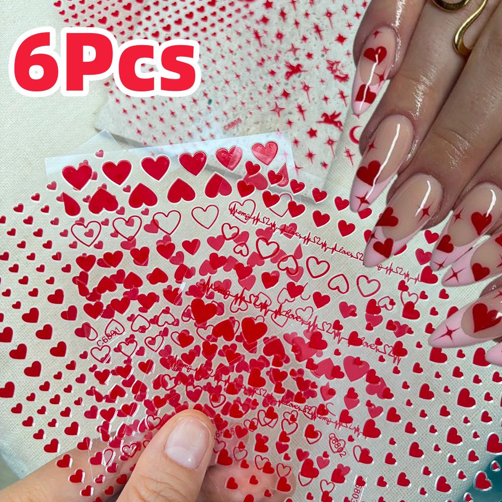 6 pz/set Rosso Amore-Cuore San - Nail Art Valentines Day recensione e prezzo